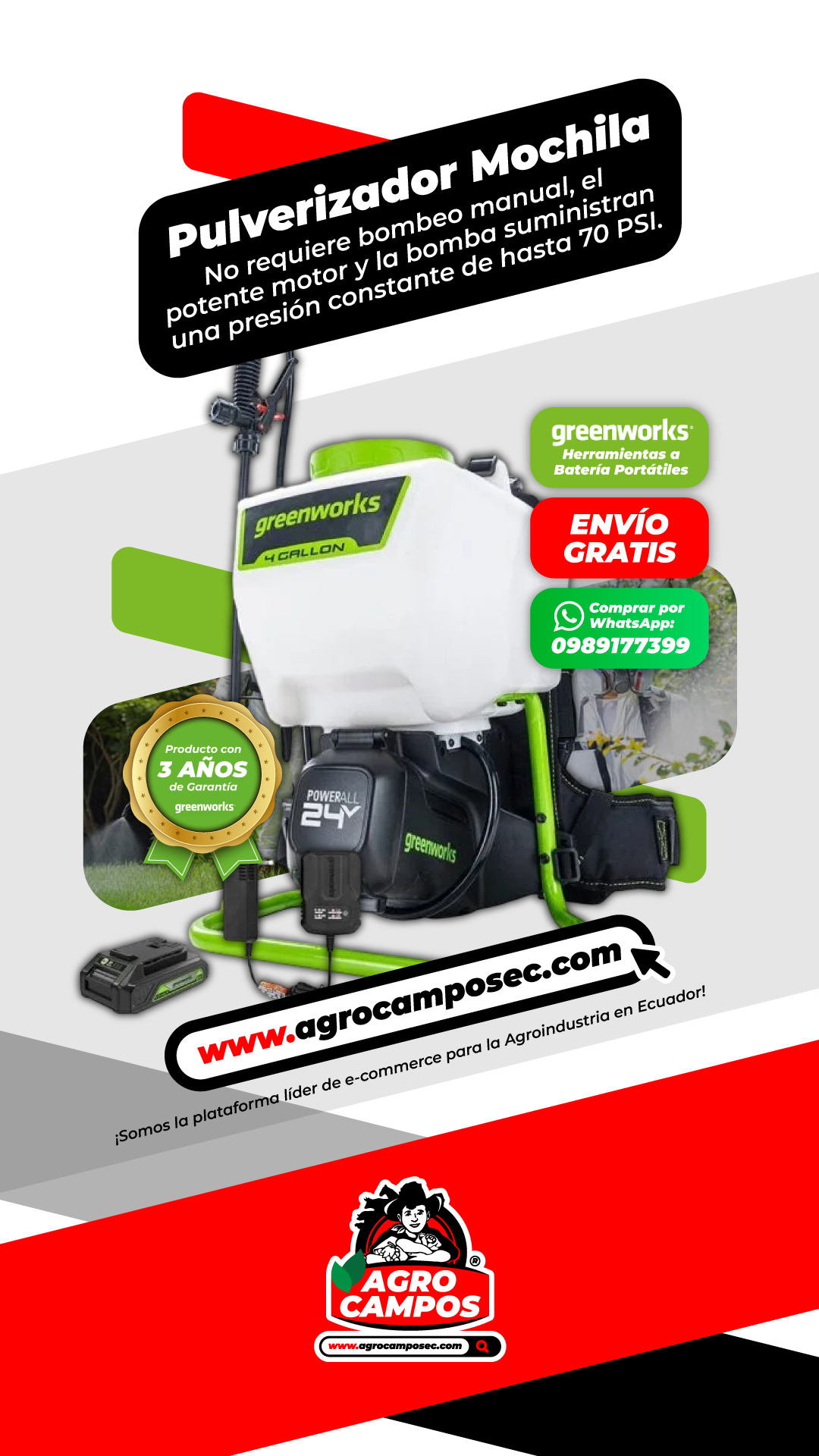 Fumigadora Batería Greenworks 24V