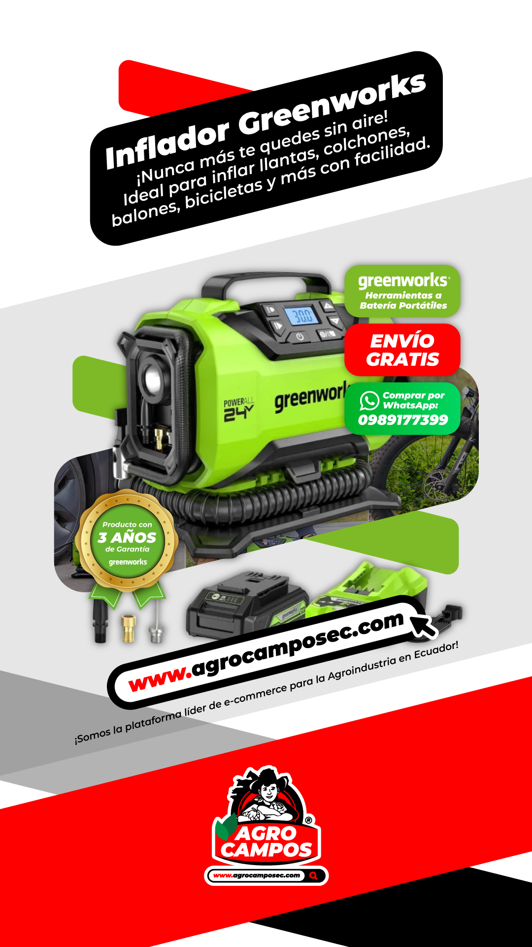 Inflador Greenworks 24V