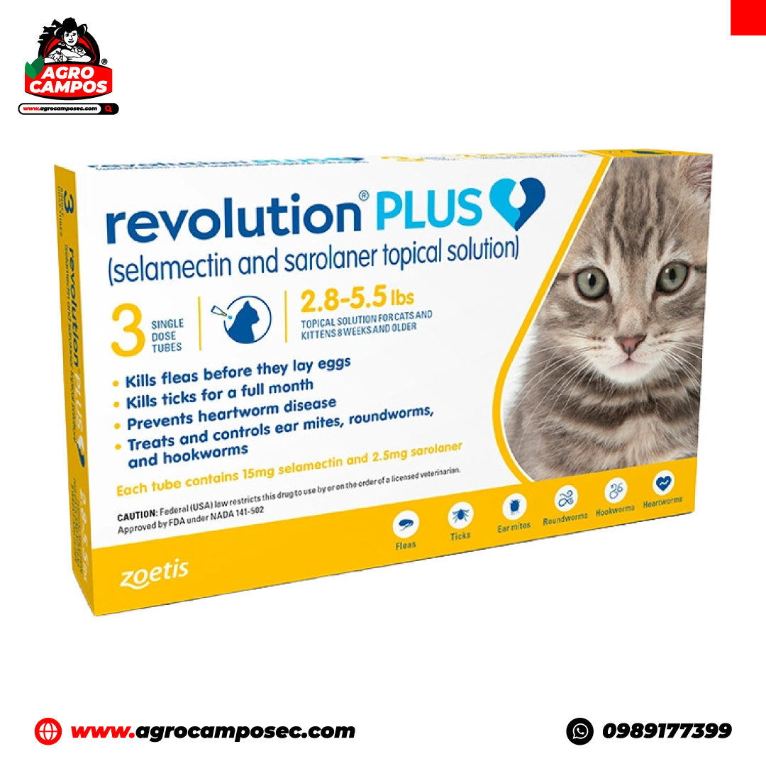 Revolution Plus Antiparasitario Tópico para Gatos 3 Pipetas