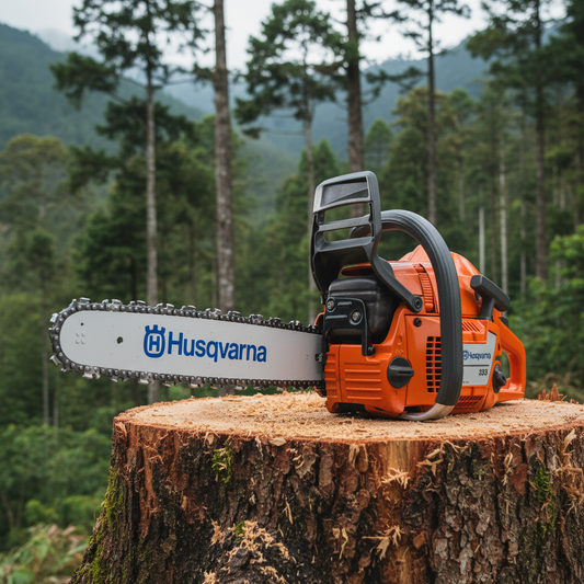 motosierra-husqvarna-353-sobre-tronco-bosque-andino-ecuador