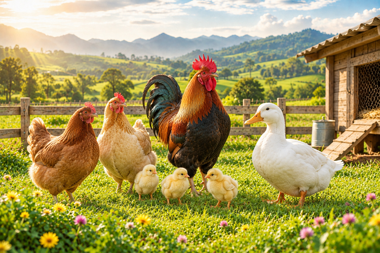 Portada de Productos para Aves en un entorno campestre luminoso