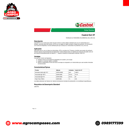 Aceite Castrol GO 2T