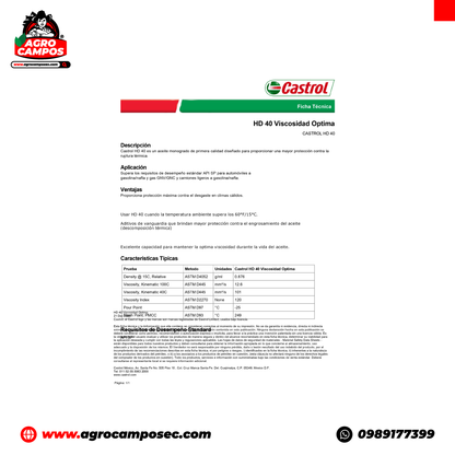 Aceite Castrol HD 40