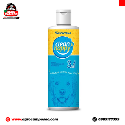Clean Happy Montana Shampoo 3 en 1 Deltametrina D Pantenol Antipulgas Perros Ecuador - Agro Campos® Online Store