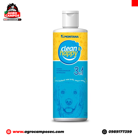 Clean Happy Montana Shampoo 3 en 1 Deltametrina D Pantenol Antipulgas Perros Ecuador - Agro Campos® Online Store