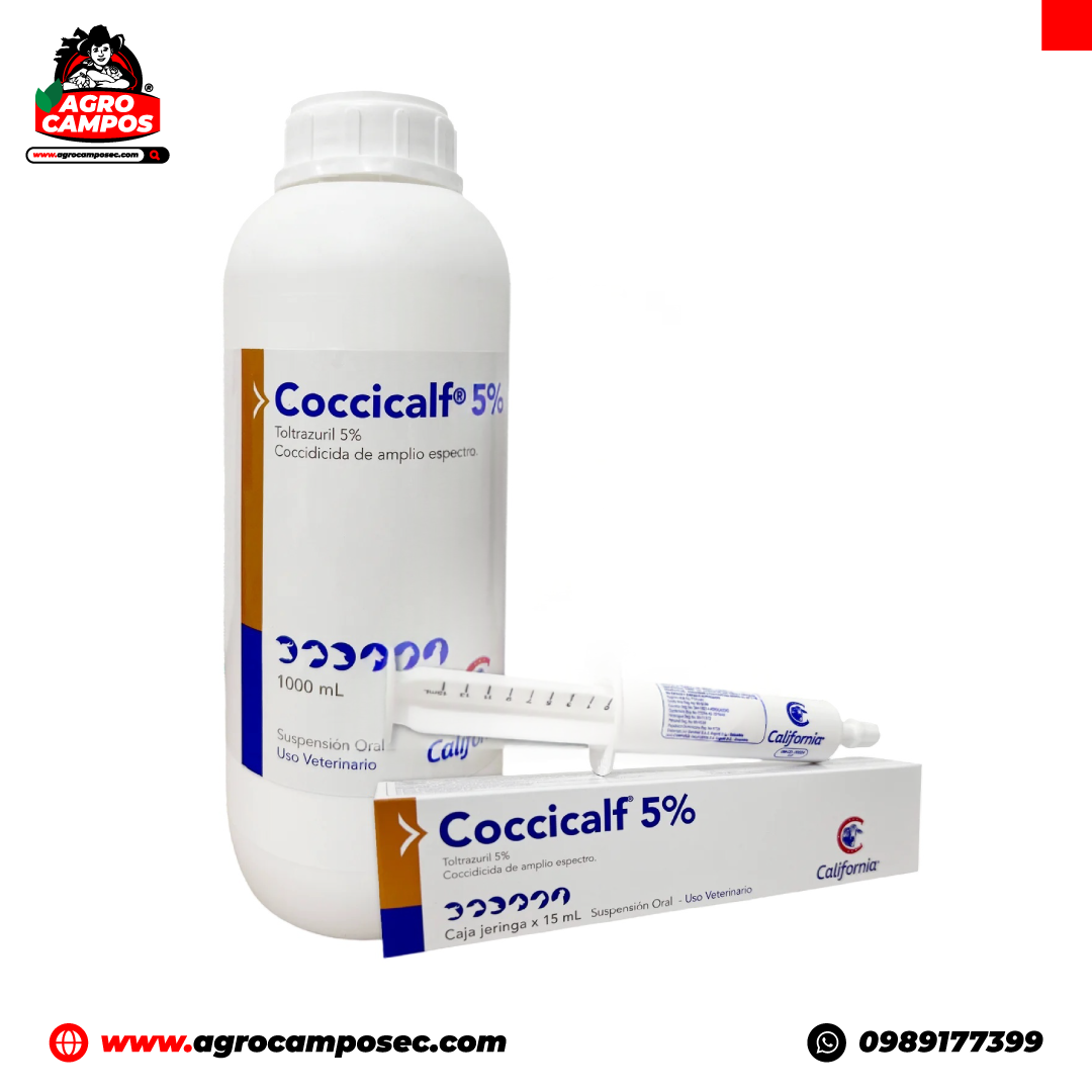 Coccicalf 5% Oral Toltrazuril Anticoccidial Terneros Aves Porcinos Ecuador - Agro Campos® Online Store