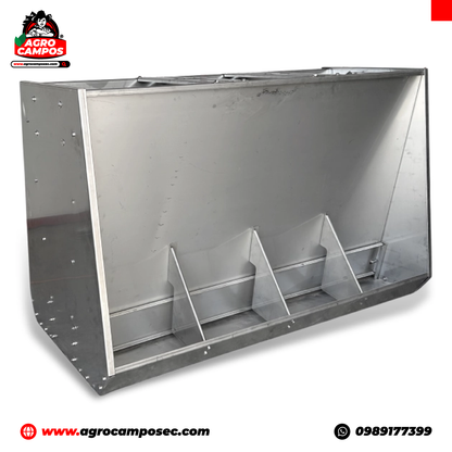 Comedero Inoxidable de Doble Lado y 8 Bocas para Cerdos Etapa de Engorde