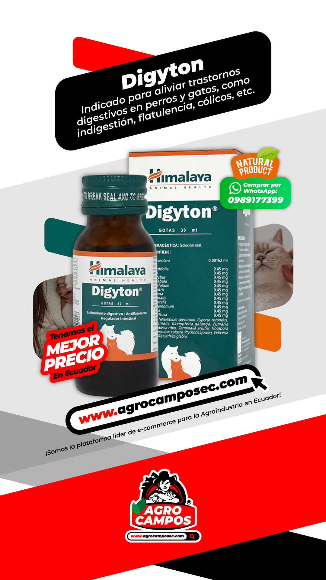 Digyton Himalaya Frasco 30ml Gotas Digestivo Uso Veterinario Caninos Felinos Ecuador - Agro Campos® Online Store