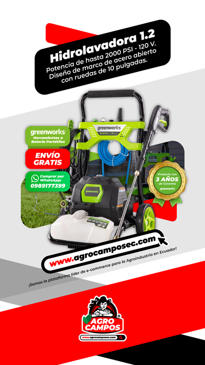 Hidrolavadora Greenworks 1.2 GPM