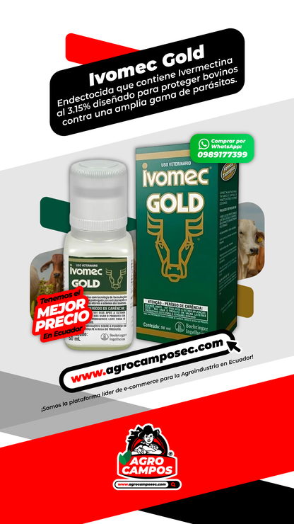 Ivomec Gold Frasco 50ml 500ml Antiparasitario Subcutaneo Bovinos Ecuador - Agro Campos® Online Store