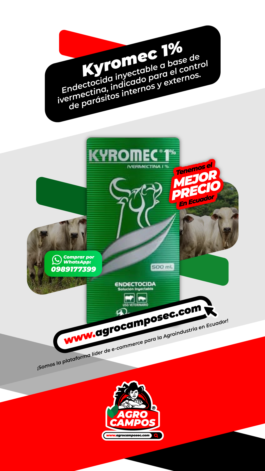 Kyromec 1% Frasco Inyectable Endectocida Uso Veterinario Ecuador - Agro Campos® Online Store