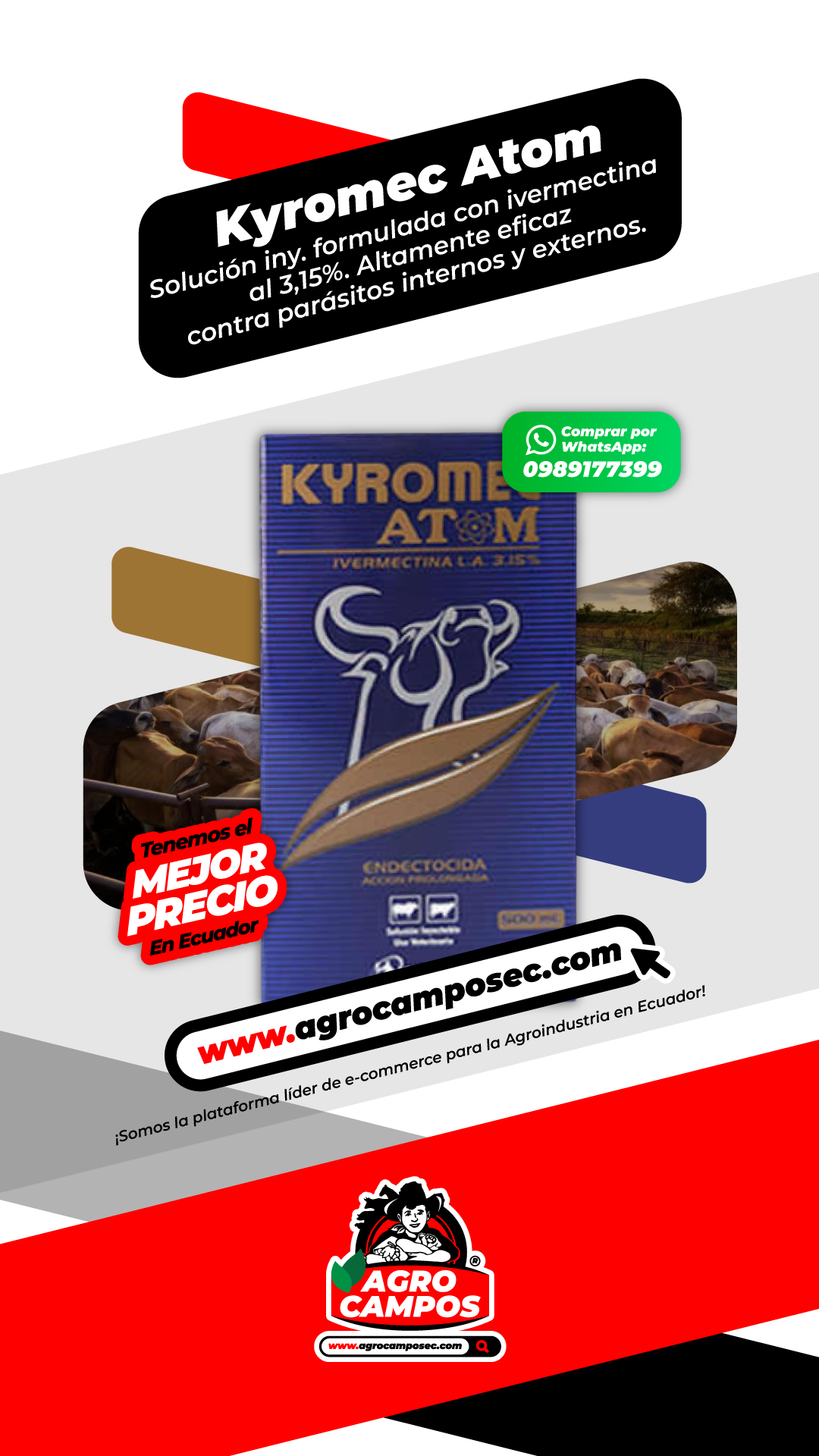 Kyromec Atom 3.15% Frasco Inyectable Antiparasitario Ganado Ecuador - Agro Campos® Online Store
