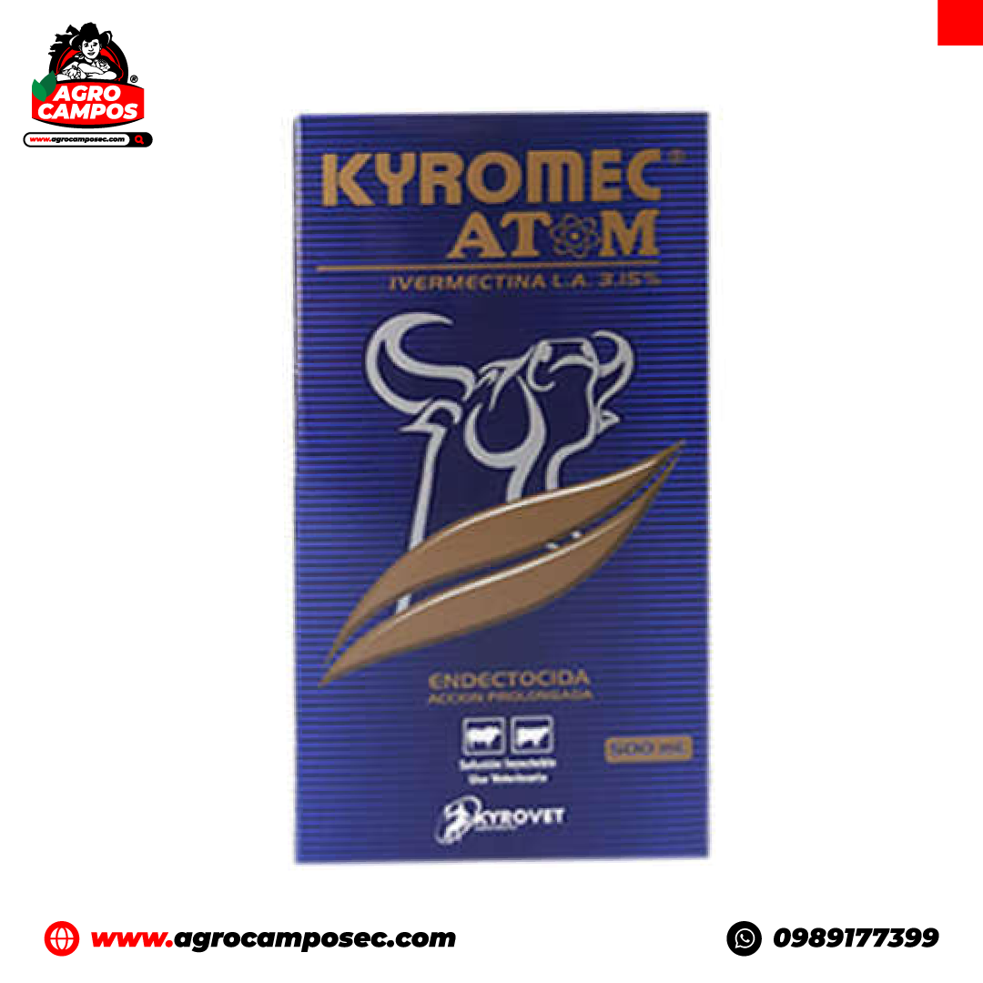 Kyromec Atom 3.15% Ivermectina Antiparasitario Inyectable Bovinos Ovinos Porcinos Equinos Ecuador - Agro Campos® Online Store
