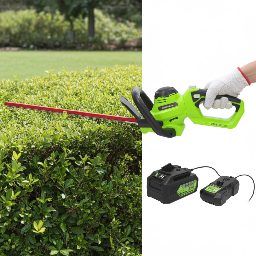 Podadora de Altura + Cortasetos Greenworks 24V