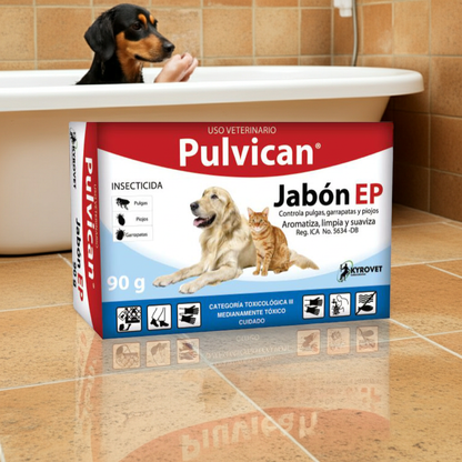 Pulvican Jabon EP Control Pulgas Piojos Pelaje Saludable Mascotas Ecuador - Agro Campos® Online Store
