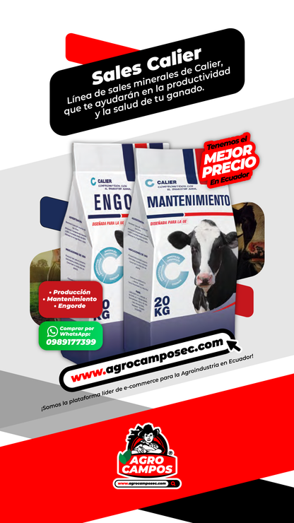 Sal Calier Produccion Saco Suplemento Mineral Ganado Lechero Uso Veterinario Ecuador - Agro Campos® Online Store
