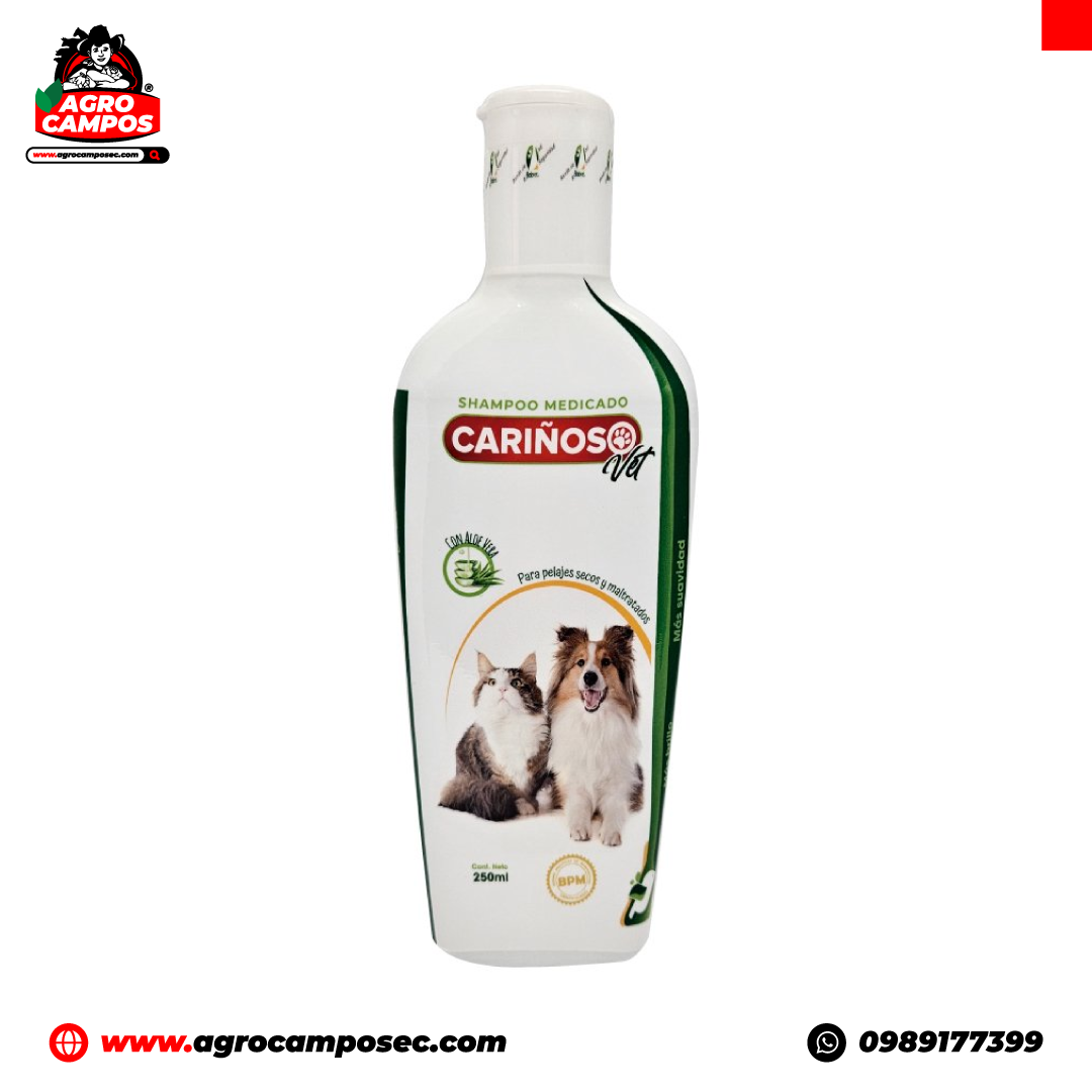 Shampoo Medicado Carinoso D-Pantenol Acido Salicilico Sabila Perros Gatos Ecuador - Agro Campos® Online Store
