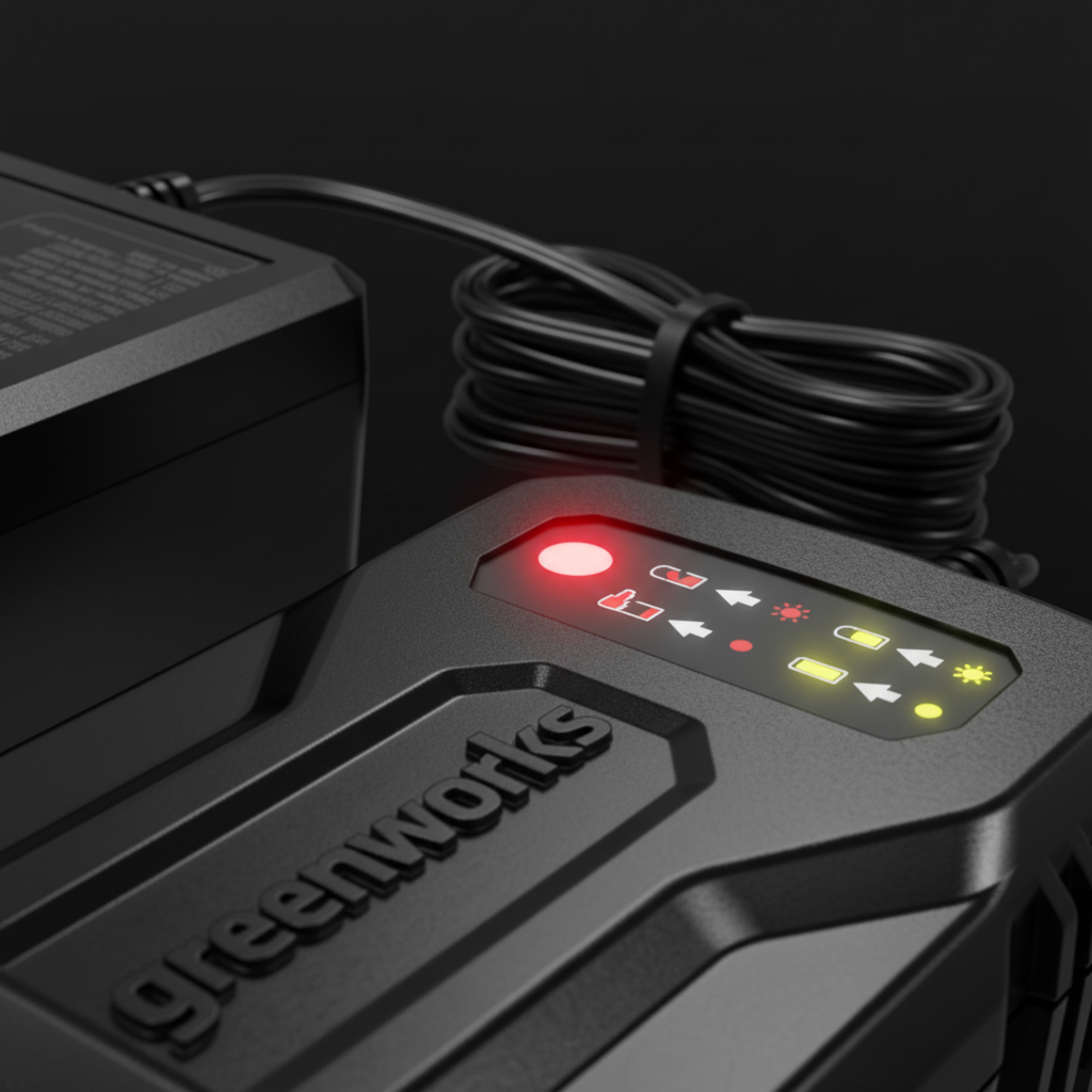 adaptador-cargador-greenworks-24v-closeup-leds-rojos-amarillos-carga