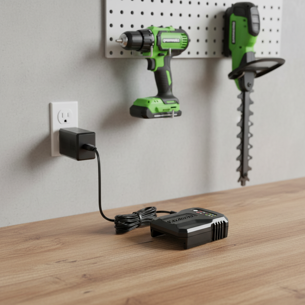 adaptador-cargador-greenworks-24v-garaje-enchufado-taladro-podadora-ecuador