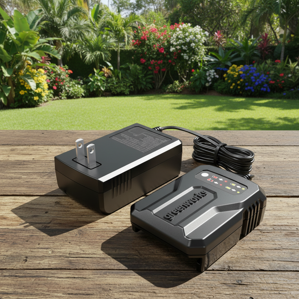 adaptador-cargador-greenworks-24v-jardin-mesa-rustica-cesped-plantas-ecuador