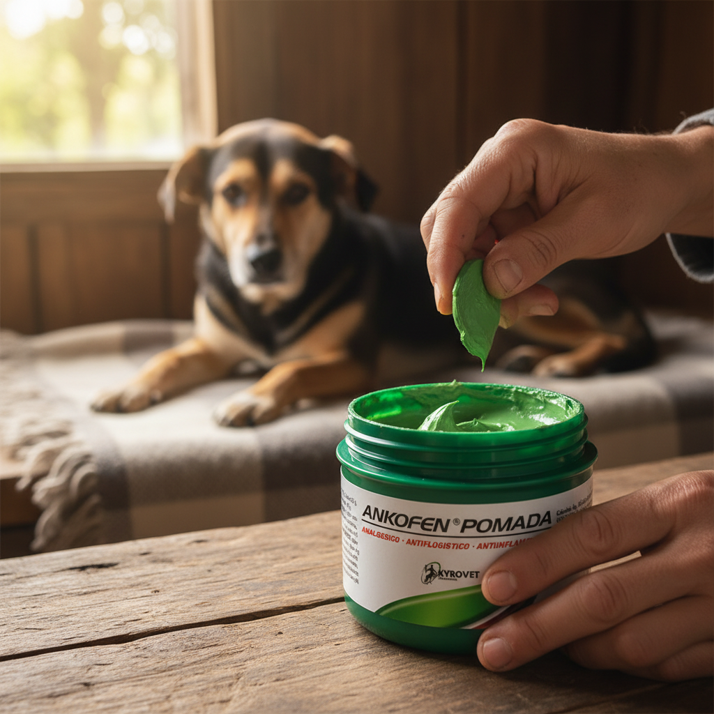 ankofen-pomada-closeup-manos-sacando-pomada-perro-pata-inflamada crema