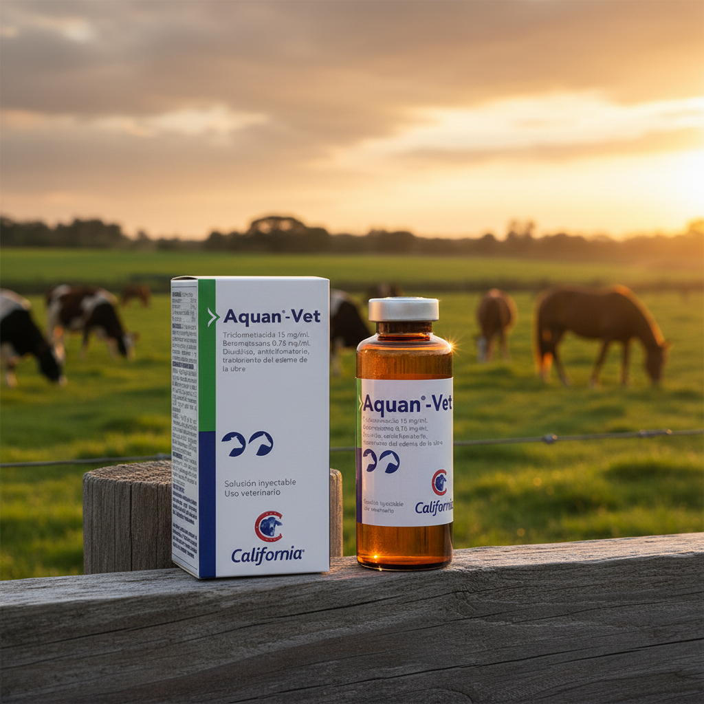 aquanvet-vacas-caballos-sanos-poste-atardecer