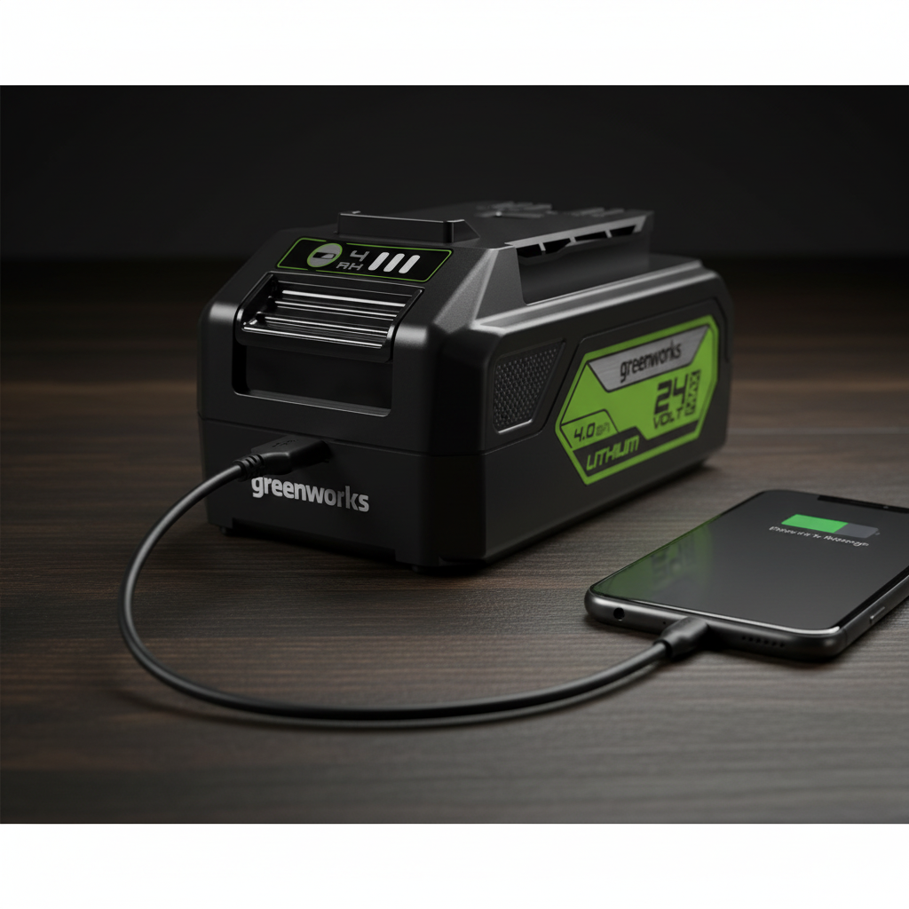 bateria-greenworks-usb-24v-closeup-usb-cable-cargando-smartphone