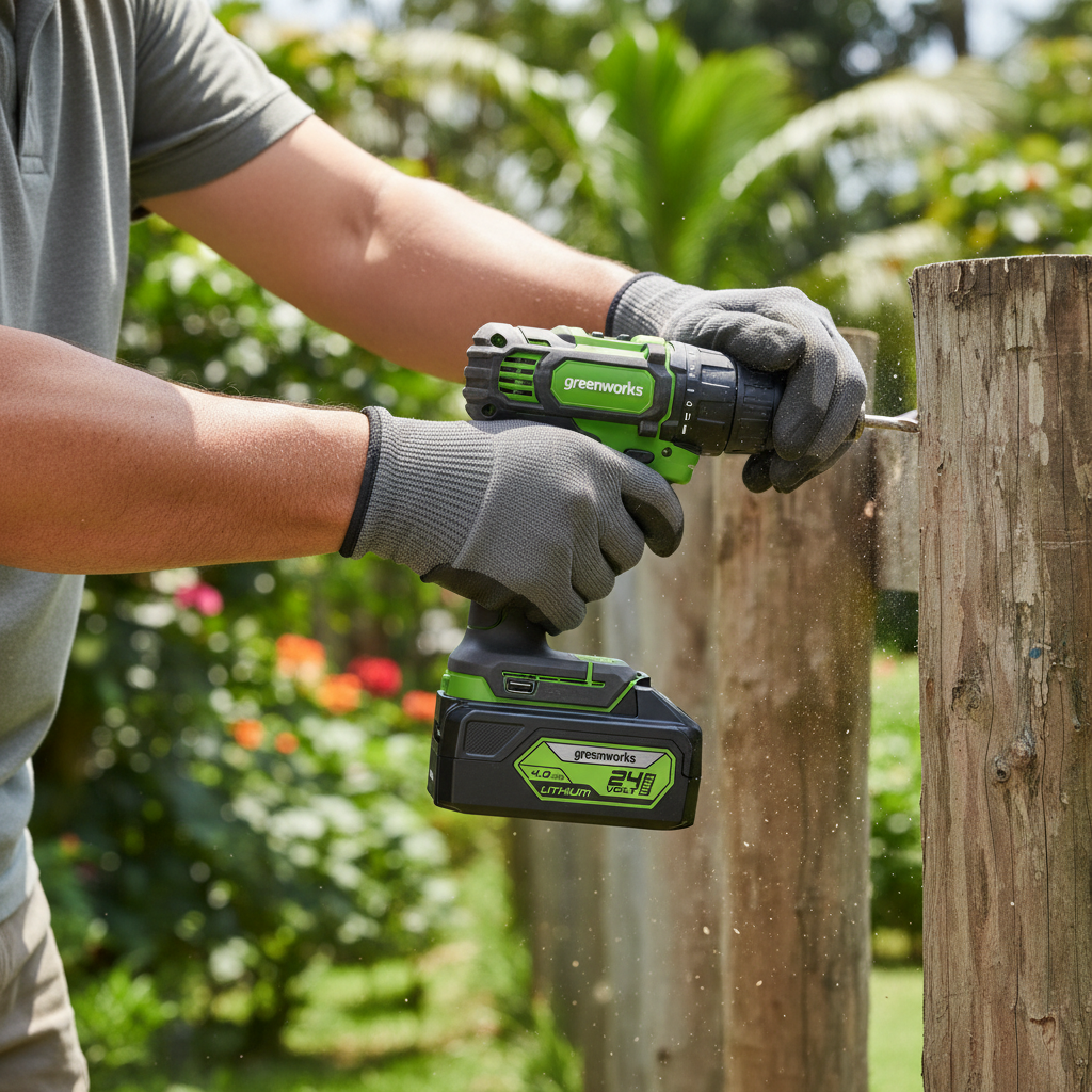 bateria-greenworks-usb-24v-jardin-taladro-inalambrico-cerca-madera-ecuador