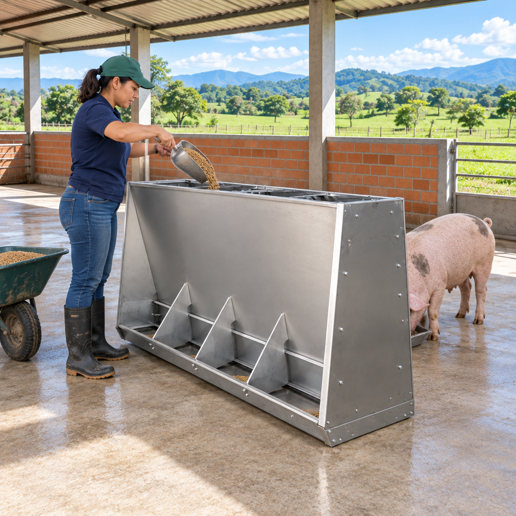 Carga de alimento en instalación de ladrillo