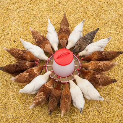 comedero-plastico-aves-vista-aerea-gallinas-rodeando-ecuador