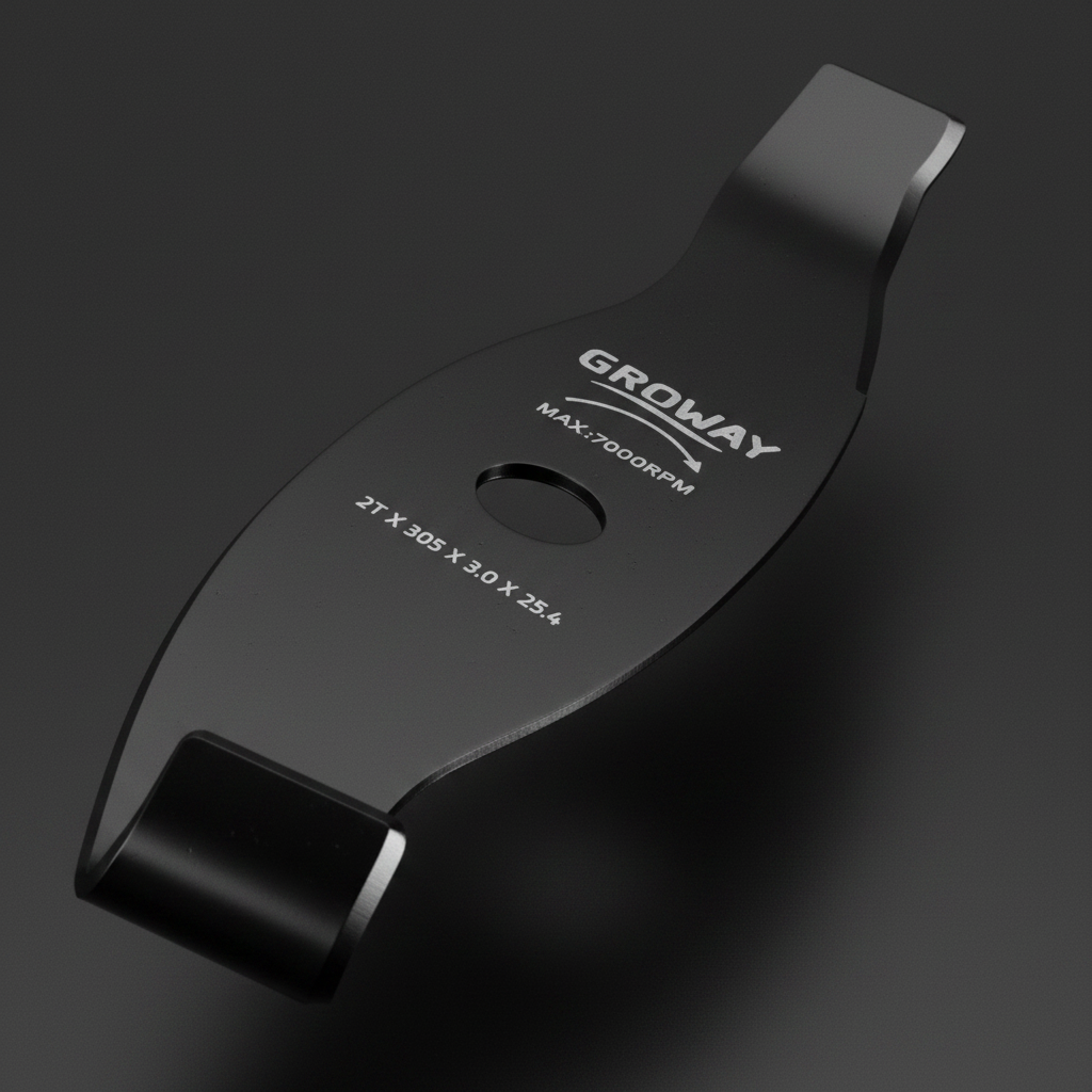 cuchilla-groway-triturador-closeup-filos-curvados-negro-mate-texto-grabado