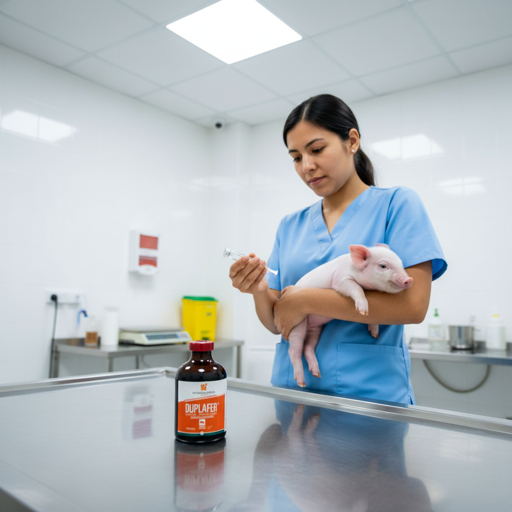 duplafer-hierro-lechones-clinica-veterinaria-veterinario-quirofano-sosteniendo-lechon-jeringa