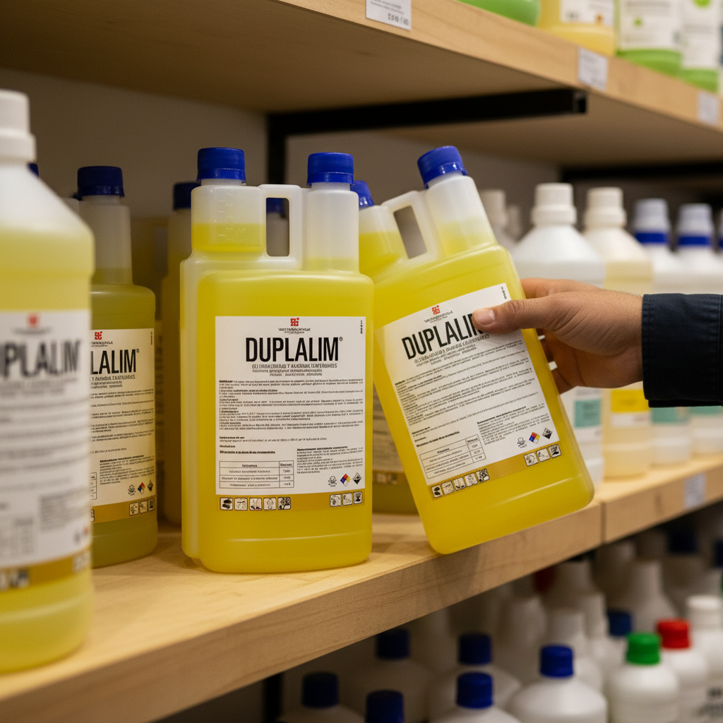 duplalim-desinfectante-tienda-agroveterinaria-botellas-amarillas-estante-mano-agricultor-ecuador