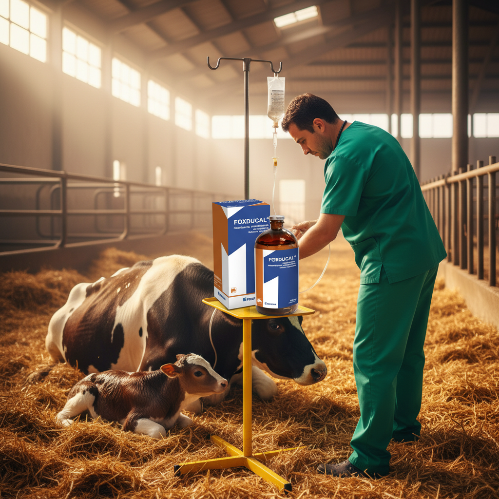 foxducal-inyectable-emergencia-hipocalcemia-vet-instalando-iv-urgente-vaca-caida-fiebre-leche-ternero
