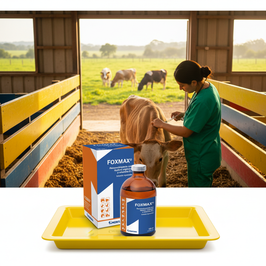 foxmax-inyectable-ternero-joven-vet-inyectando-im-ternero-delgado-crecimiento-frasco-caja-bandeja-amarilla
