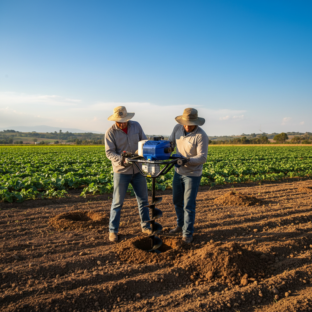 hoyadora-dos-trabajadores-postes-campo