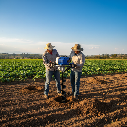 hoyadora-dos-trabajadores-postes-campo