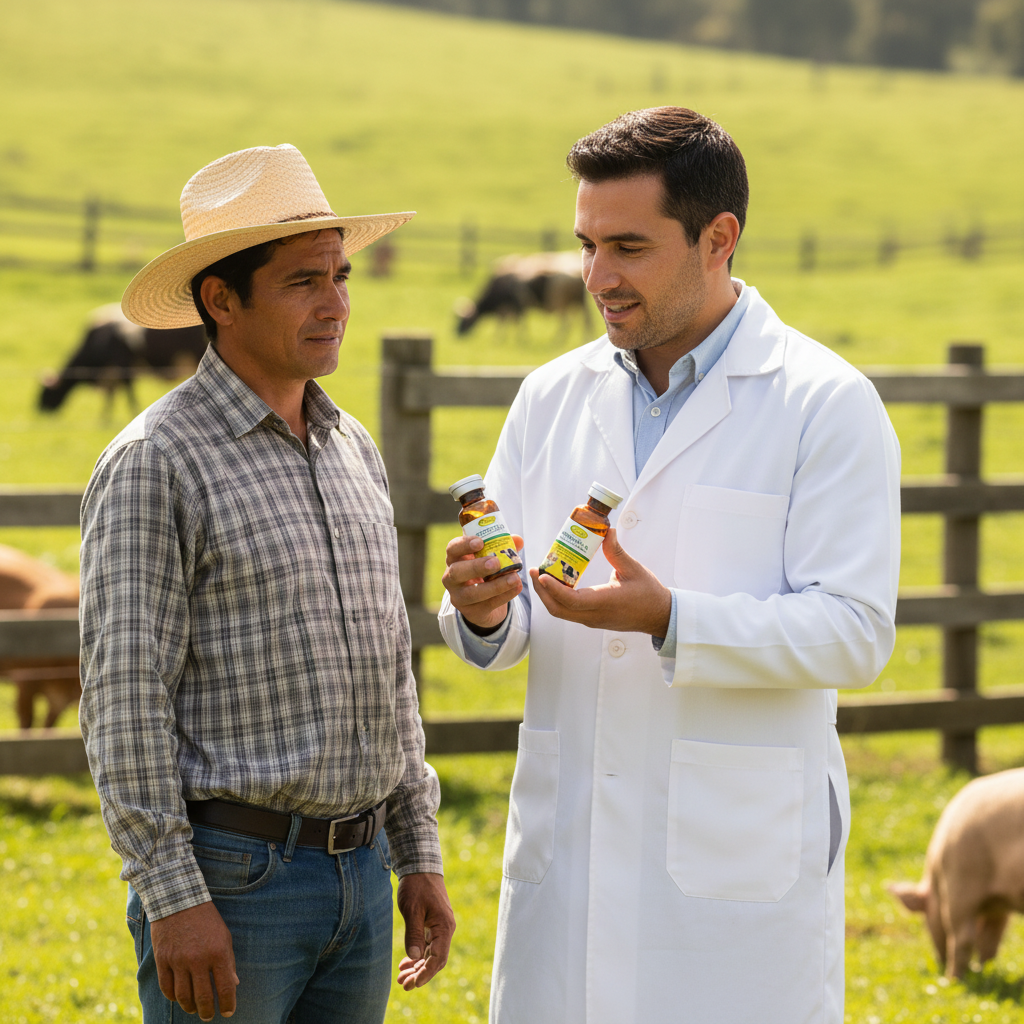 iverind-la-315-antiparasitario-consulta-veterinario-explicando-presentaciones-agricultor-finca-ecuador