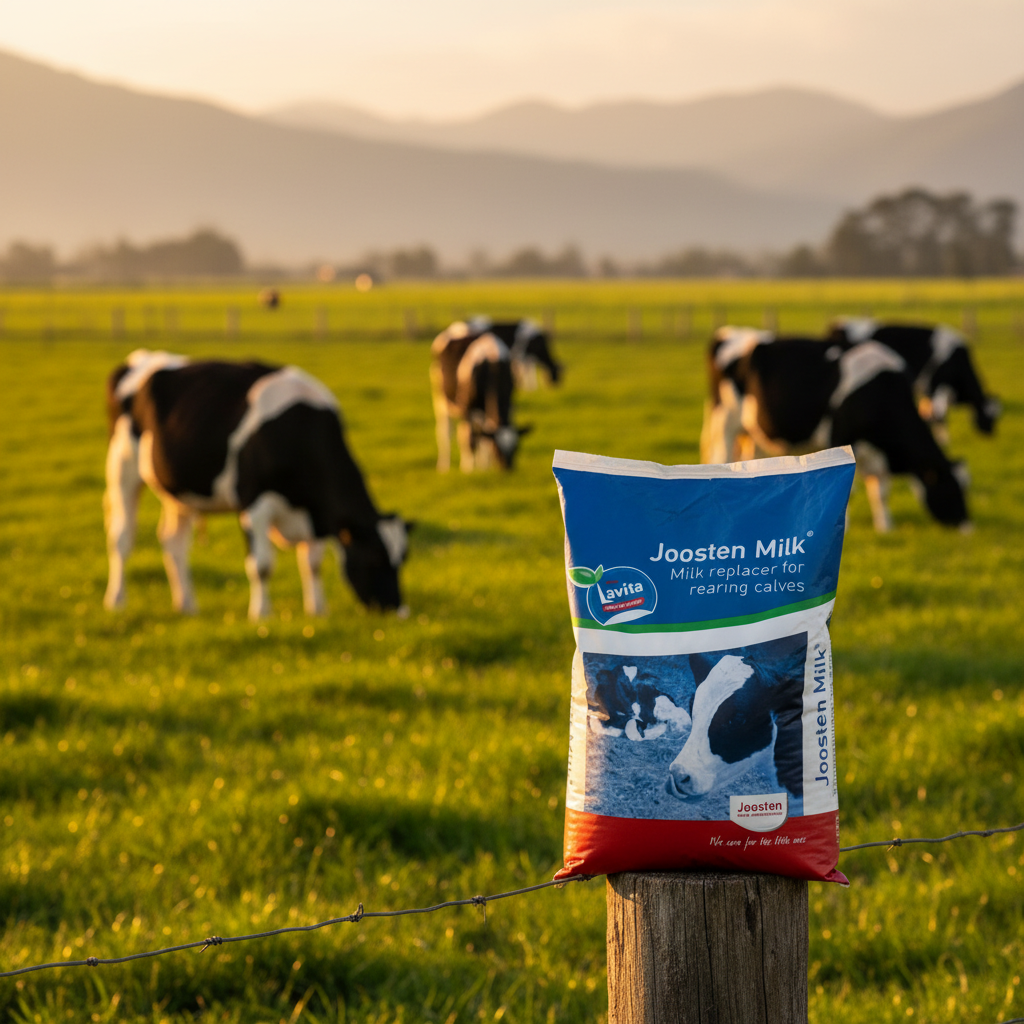joosten-milk-novillas-sanas-poste-atardecer-holstein-pastando-luz-dorada