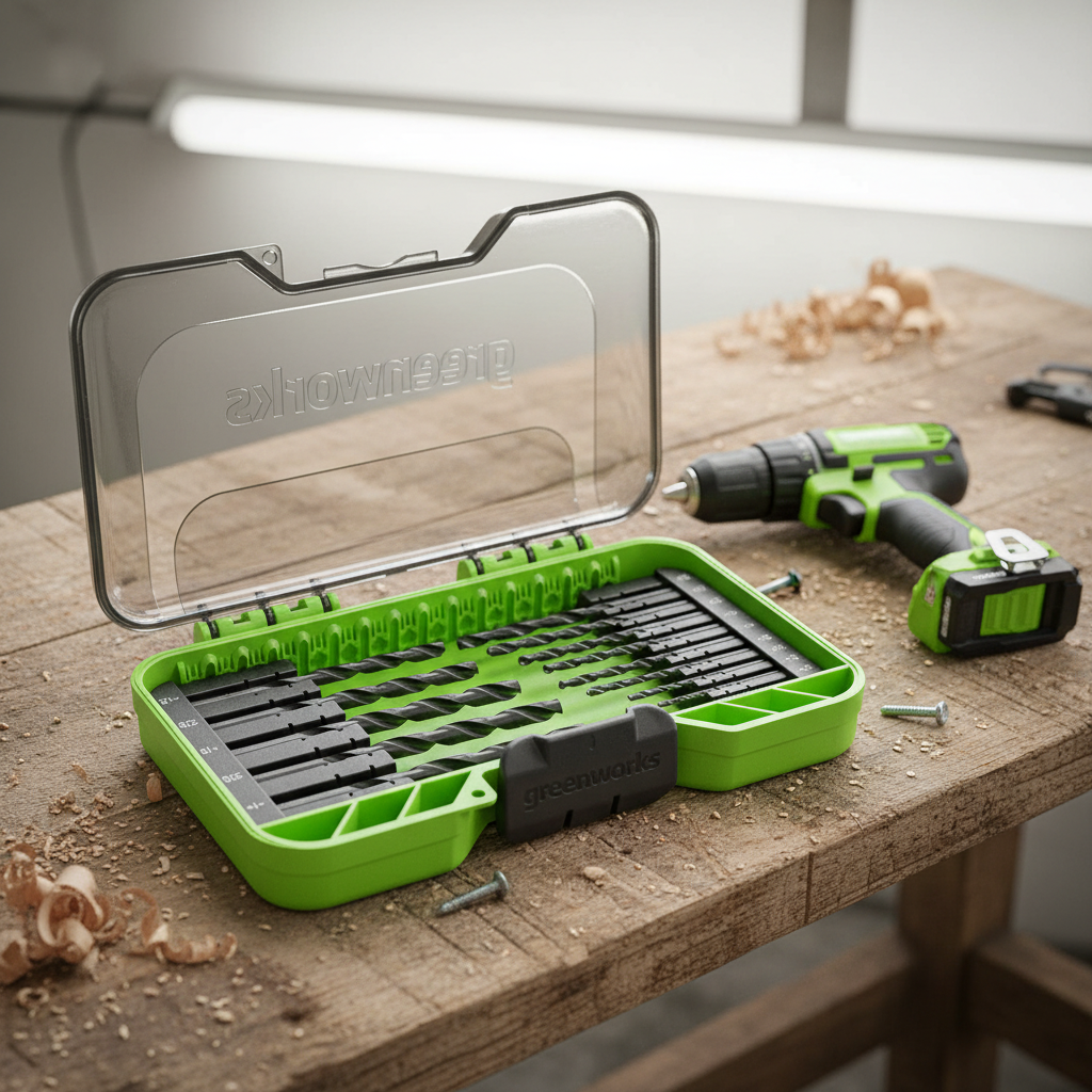 juego-brocas-oxido-negro-greenworks-taller-estuche-abierto-workbench-taladro-ecuador