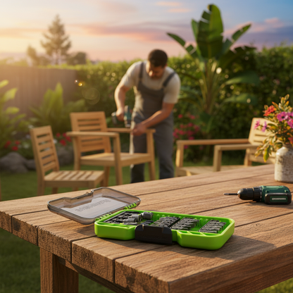 juego-puntas-impacto-greenworks-jardin-atardecer-adulto-ensamblando-muebles-ecuador