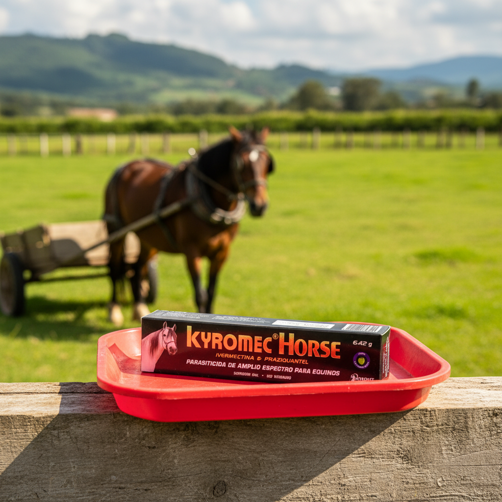 kyromec-horse-caballo-trabajo-bandeja-roja-cerca-carreta-potrero