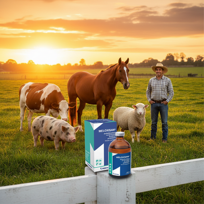 meloxisan-analgesico-antiinflamatorio-recuperacion-total-vaca-caballo-cerdo-oveja-sanos-potrero-atardecer