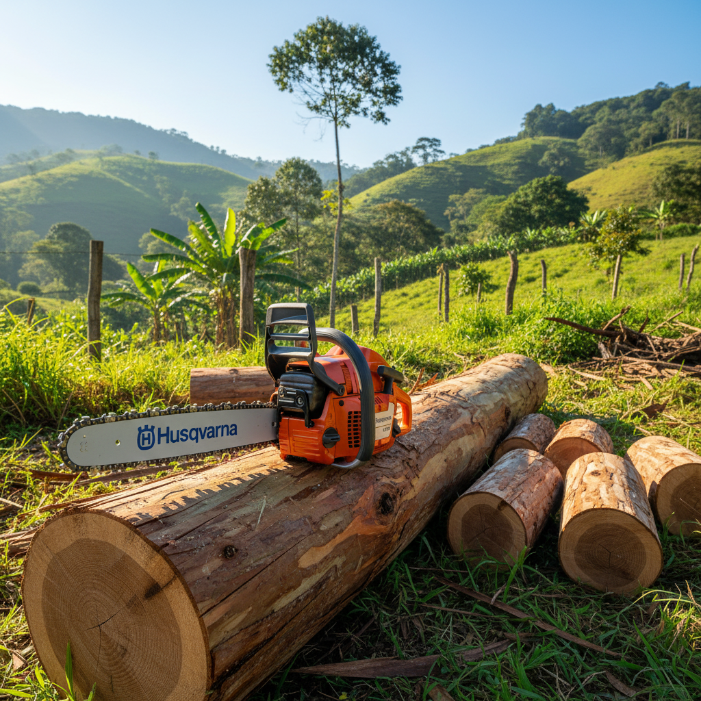 motosierra-husqvarna-353-tronco-eucalipto-finca-ecuador
