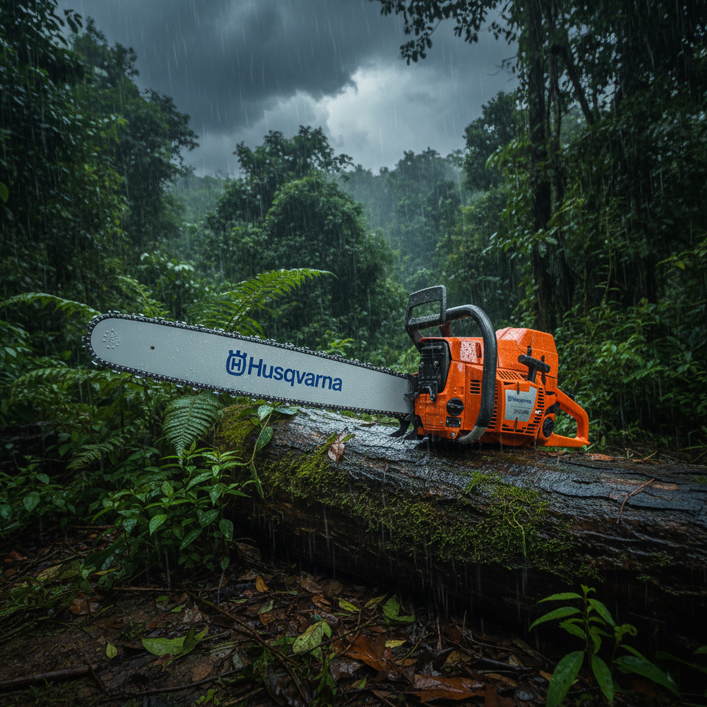 motosierra-husqvarna-395xp-selva-lluvia-tormenta-ecuador