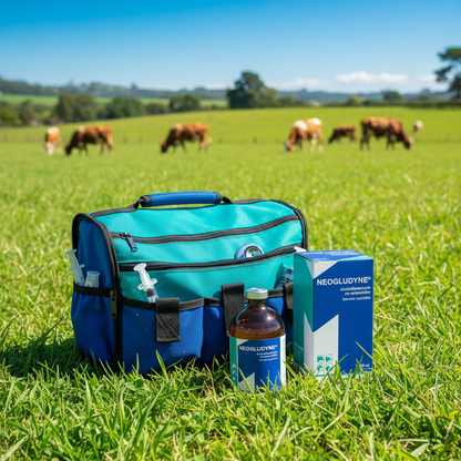 neogludyne-antiinflamatorio-kit-campo-frasco-caja-kit-abierto-pasto-verde-brillante-cielo-azul
