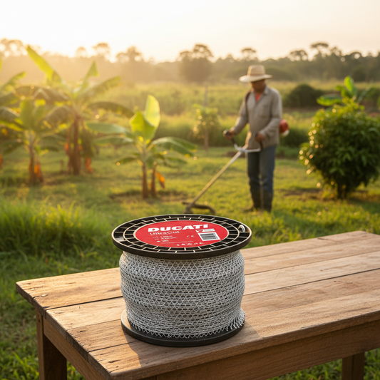nylon-ducati-ultracut-trifase-atardecer-adulto-desmalezando-arboles-frutales-ecuador