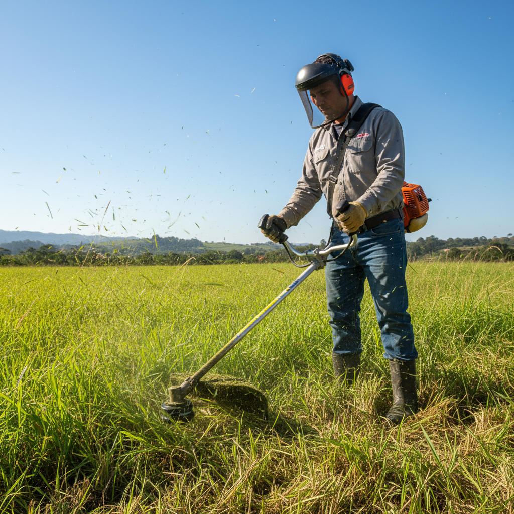 nylon-groway-trifase-line-campo-instalado-desmalezadora-cortando-hierba-alta-finca-ecuador