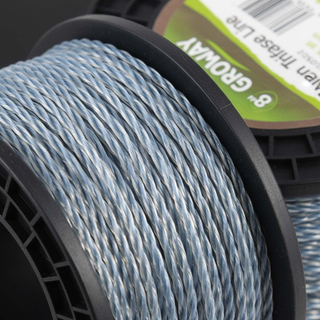 nylon-groway-trifase-line-closeup-textura-triple-helice-trenzado-plateado