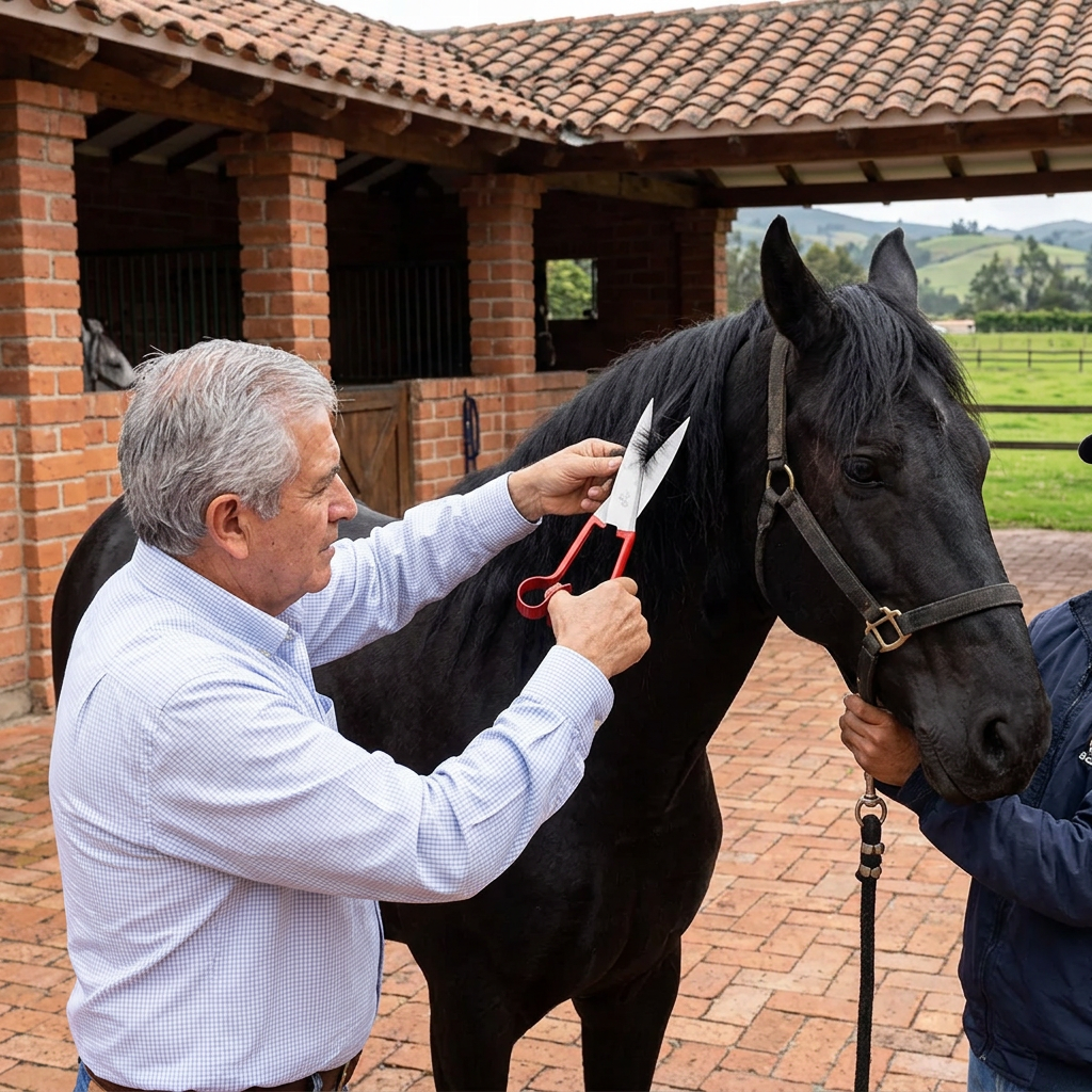 Recorte de crines en hacienda de ladrillo